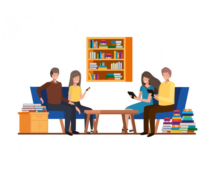Graphic of a Goup of Book Readers Sitting Together