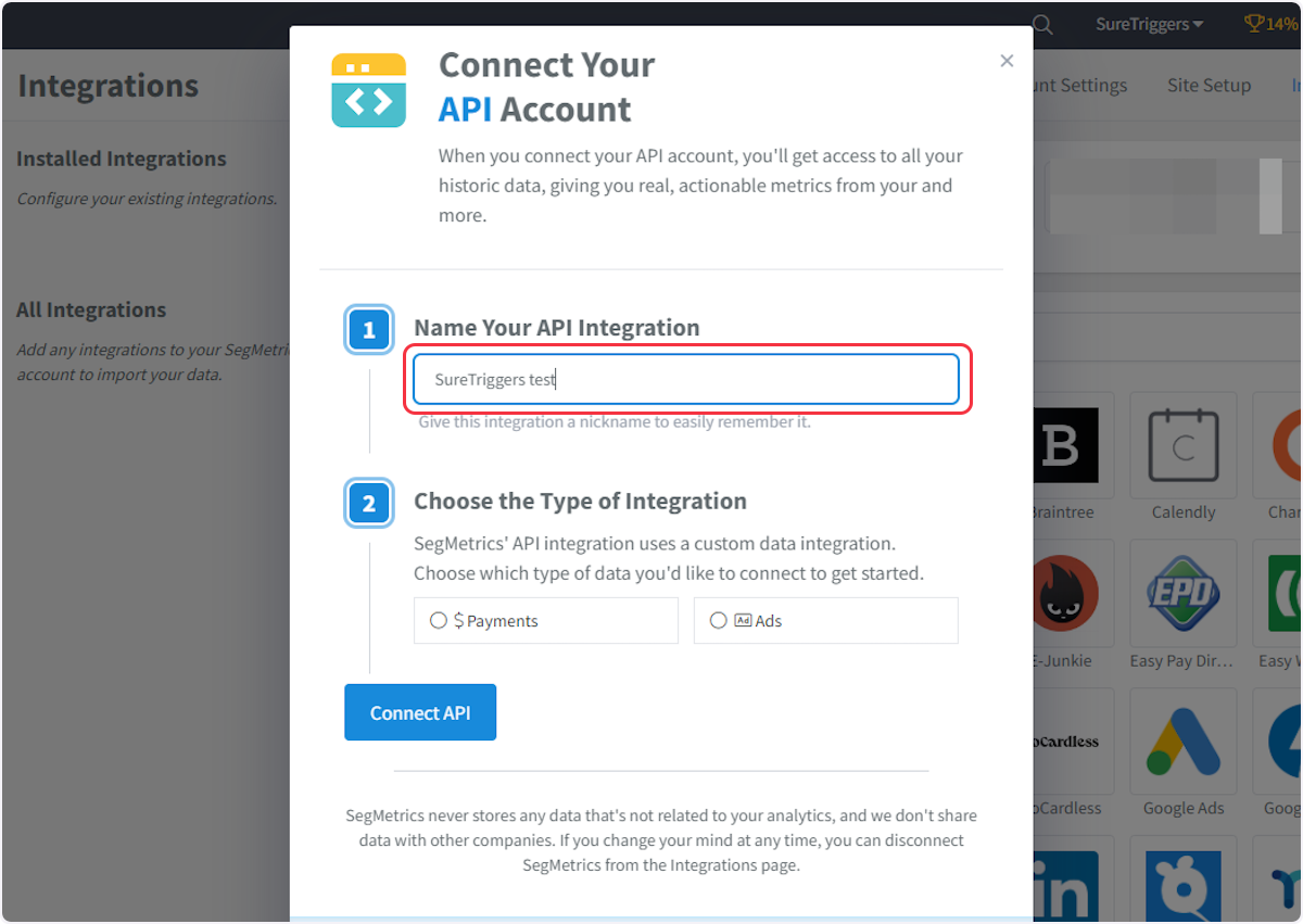 Provide a name for your integration.
