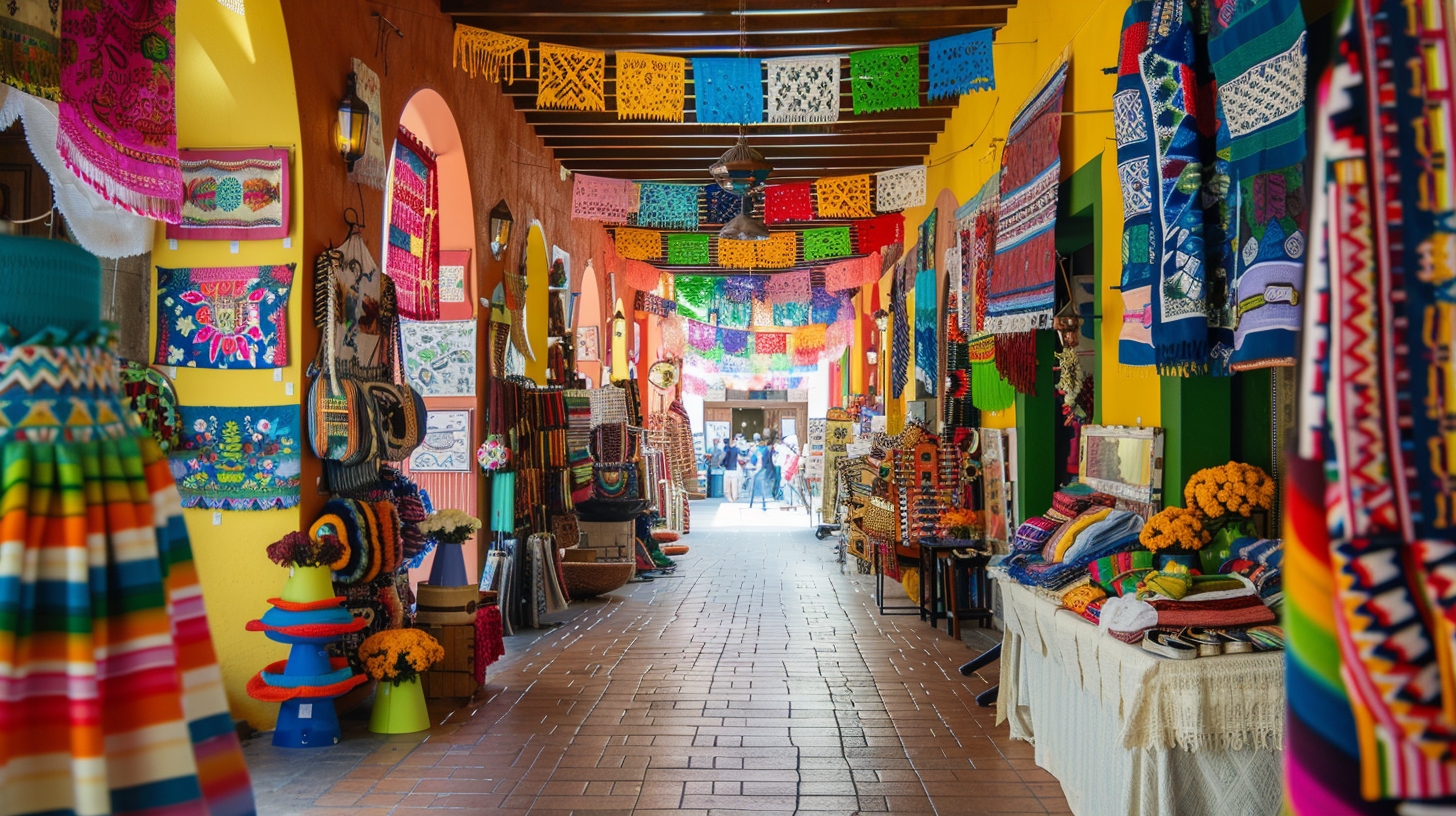 Vibrant and colorful handicrafts on display at a flea market in Mexico City