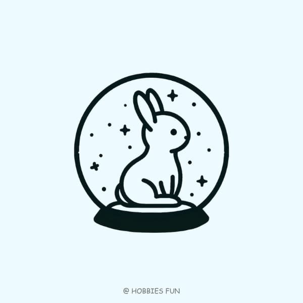 Bunny in Snow Globe Drawing Cute