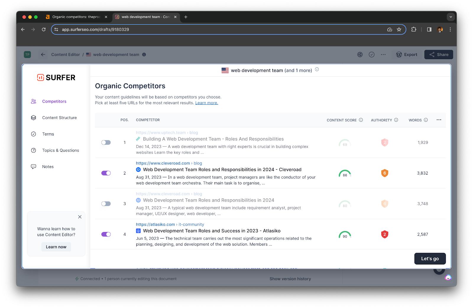 Competitor Analysis & Research for Surfer SEO