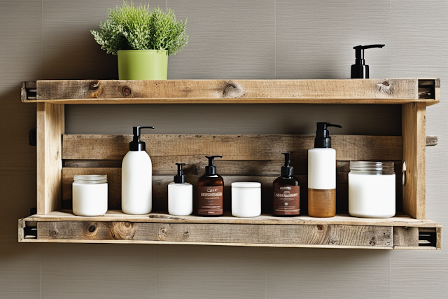 Rustic Pallet Bathroom Shelf