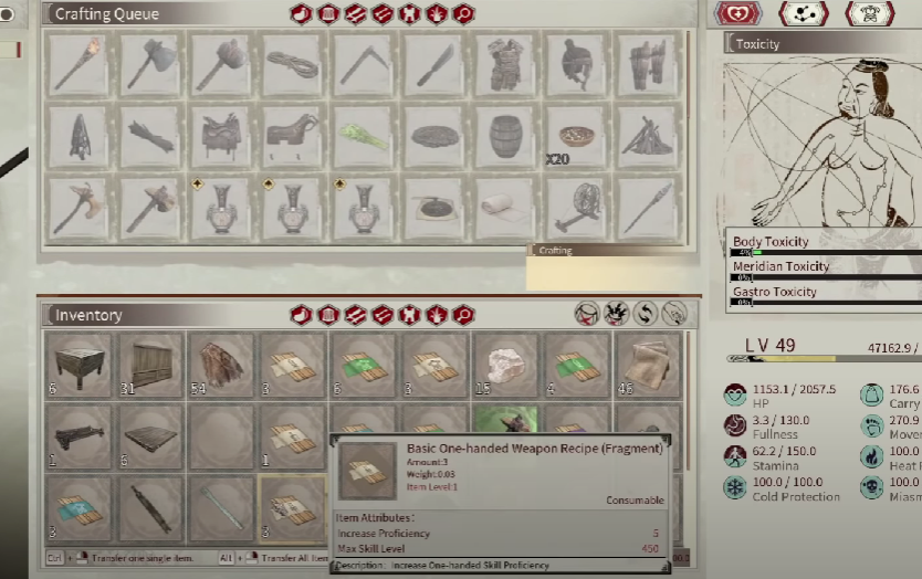 Extra Materials gained from Farming Copper Coins for Leveling Skills quickly
