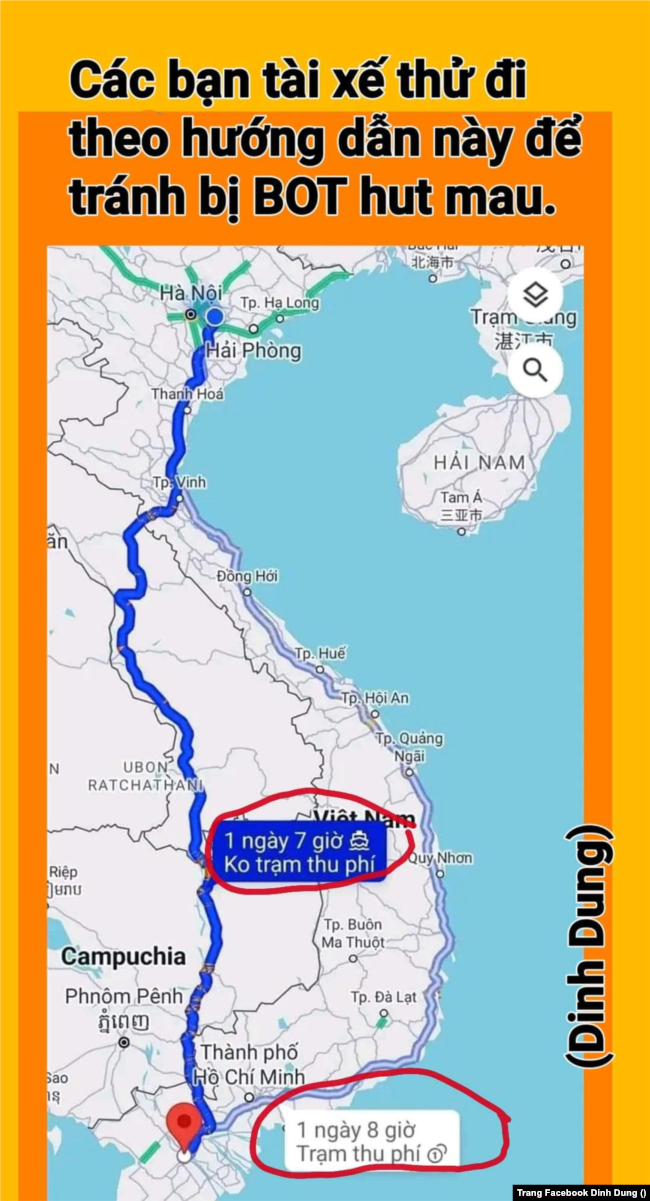 Google maps và lộ trình từ thành phố HCM đi Hà Nội qua ngã Cambodia và Lào.