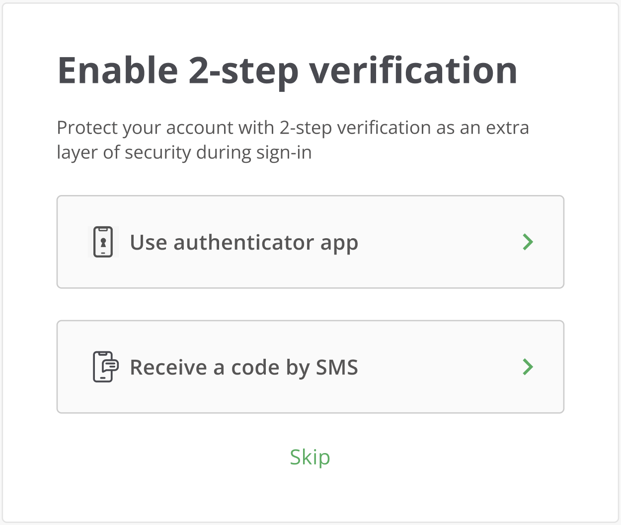 Enable 2-step verification