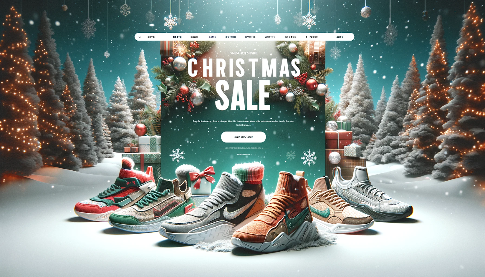 fictitious Christmas landing page for Nike