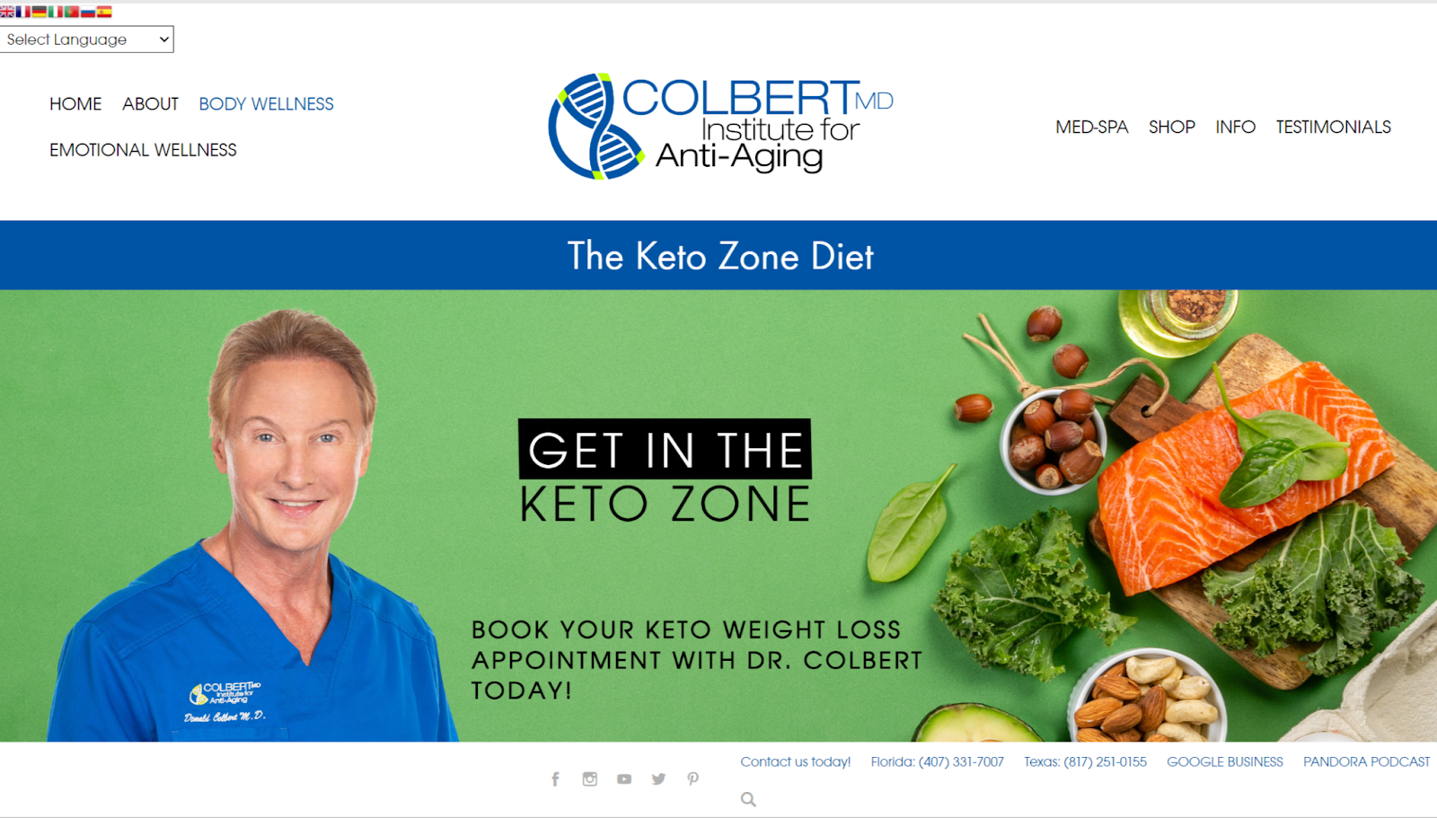 Dr. Colbert's Keto Zone website homepage