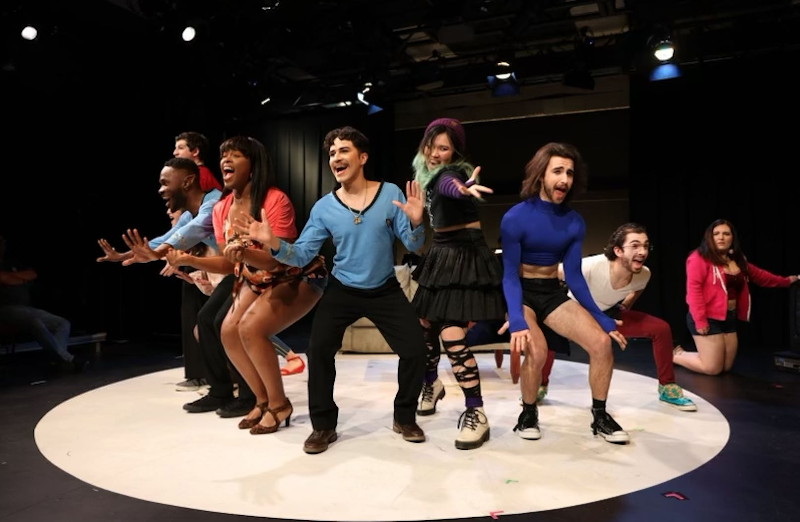 A photo of the performance Pretty Filthy showing students on stage