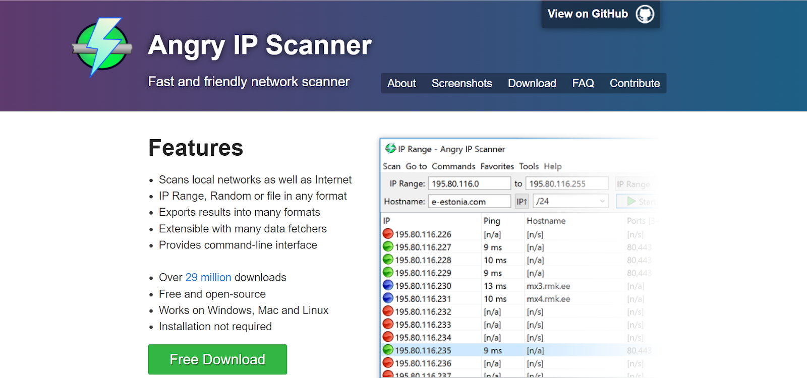 Best IP checkers: Angry IP scanner