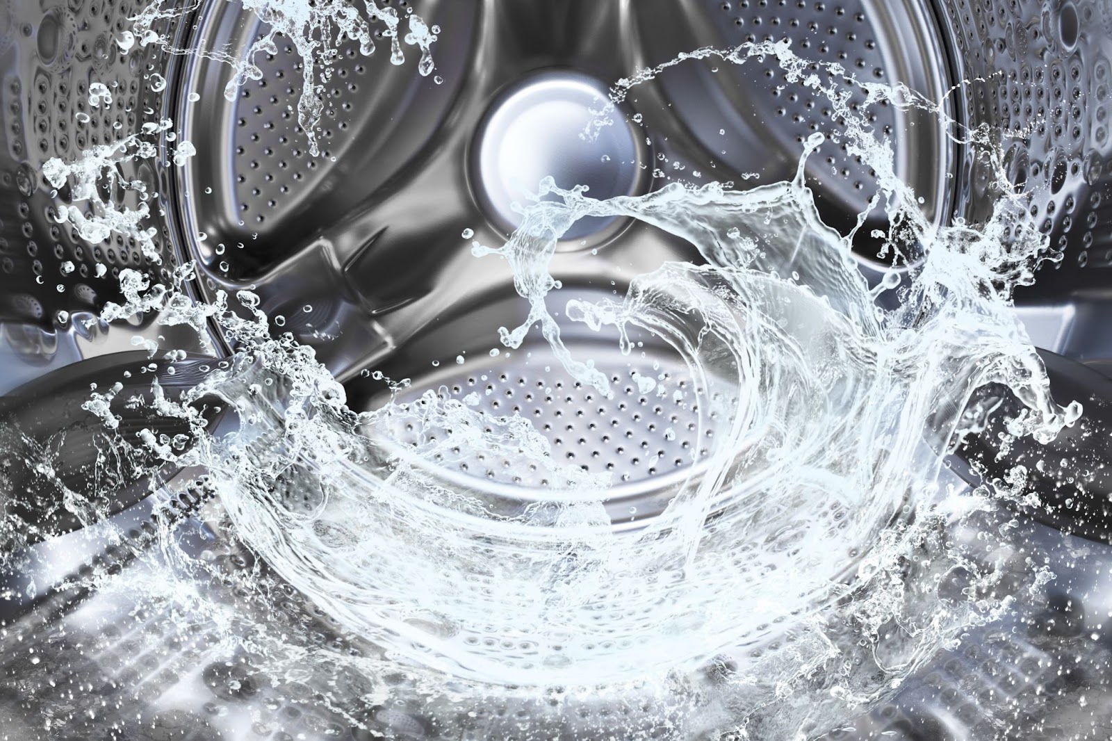 Interior shot of a washing machine drum