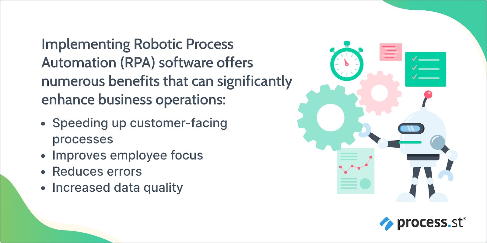 image showing the benefits of RPA software