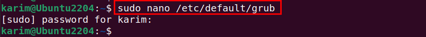 sudo nano /etc/default/grub