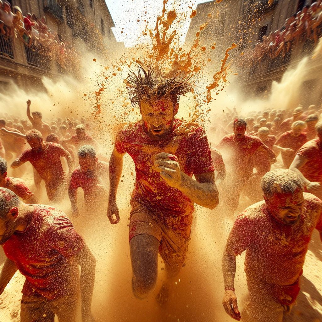 Flour-Tossing Celebration (Spain): La Tomatina