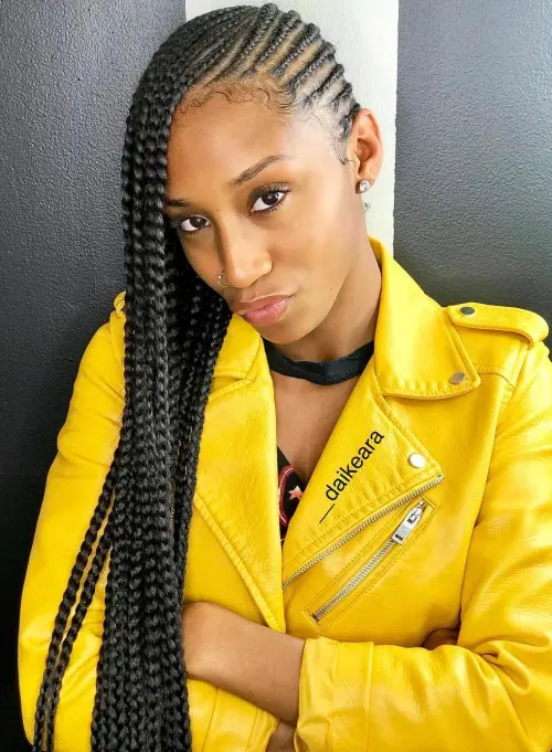 Photo showing a simple classic lemonade braids