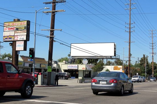 Static billboard on Santa Monica Boulevard, Los Angeles, California