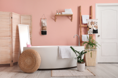 soft color palettes pink wall color in bathroom remodeling design 2024 custom built