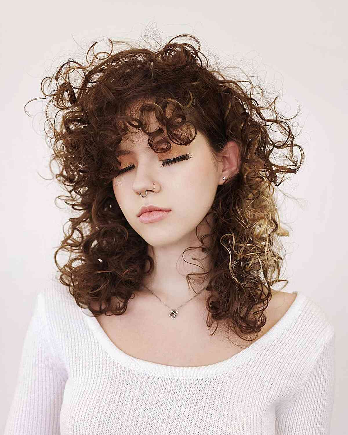  80s-Inspired Layered Shag for Curly Hair