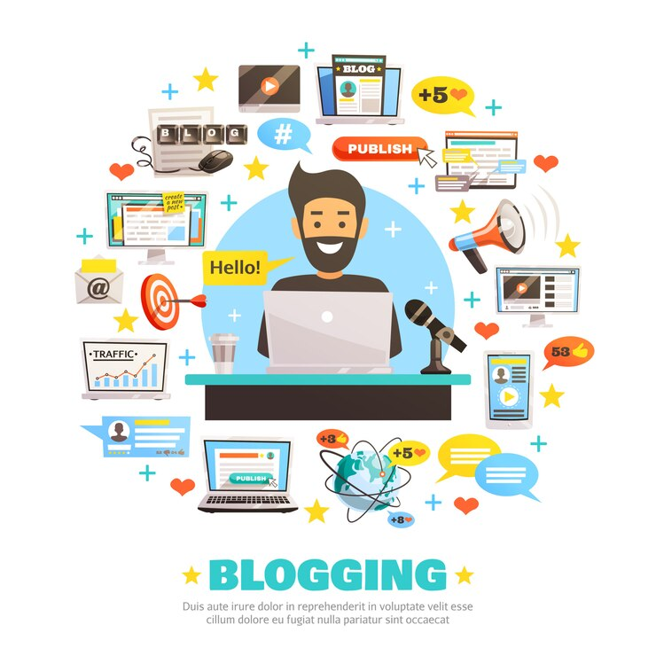 Graphic showing all the major elements of modern blogs