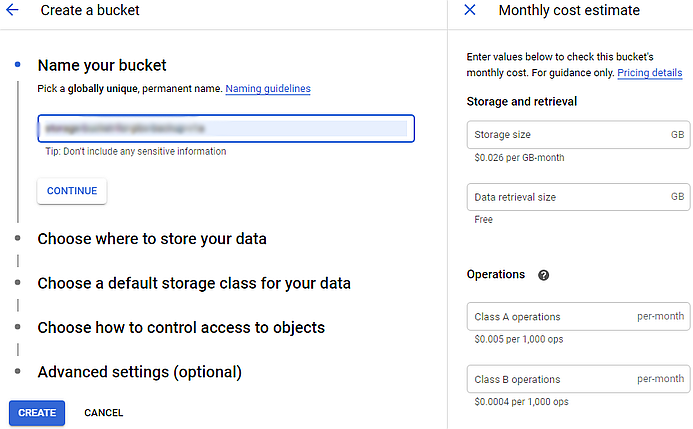 Configurare Google Cloud Storage per 3CX - Crea un bucket