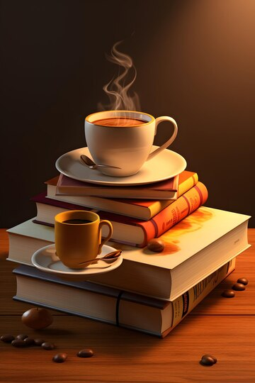 Stack of Books and a Cup of Hot Coffee on Them