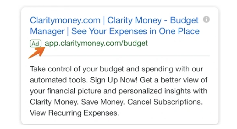 google ad examples, clarity