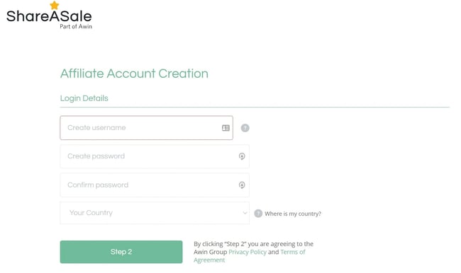 shareasale:  affiliate account creation 