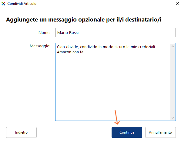 opzione di messaggio opzionale