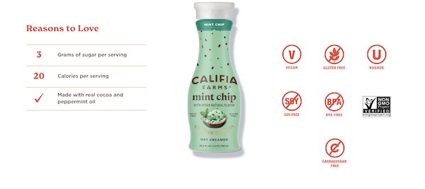 Califia Farms mint chip product page