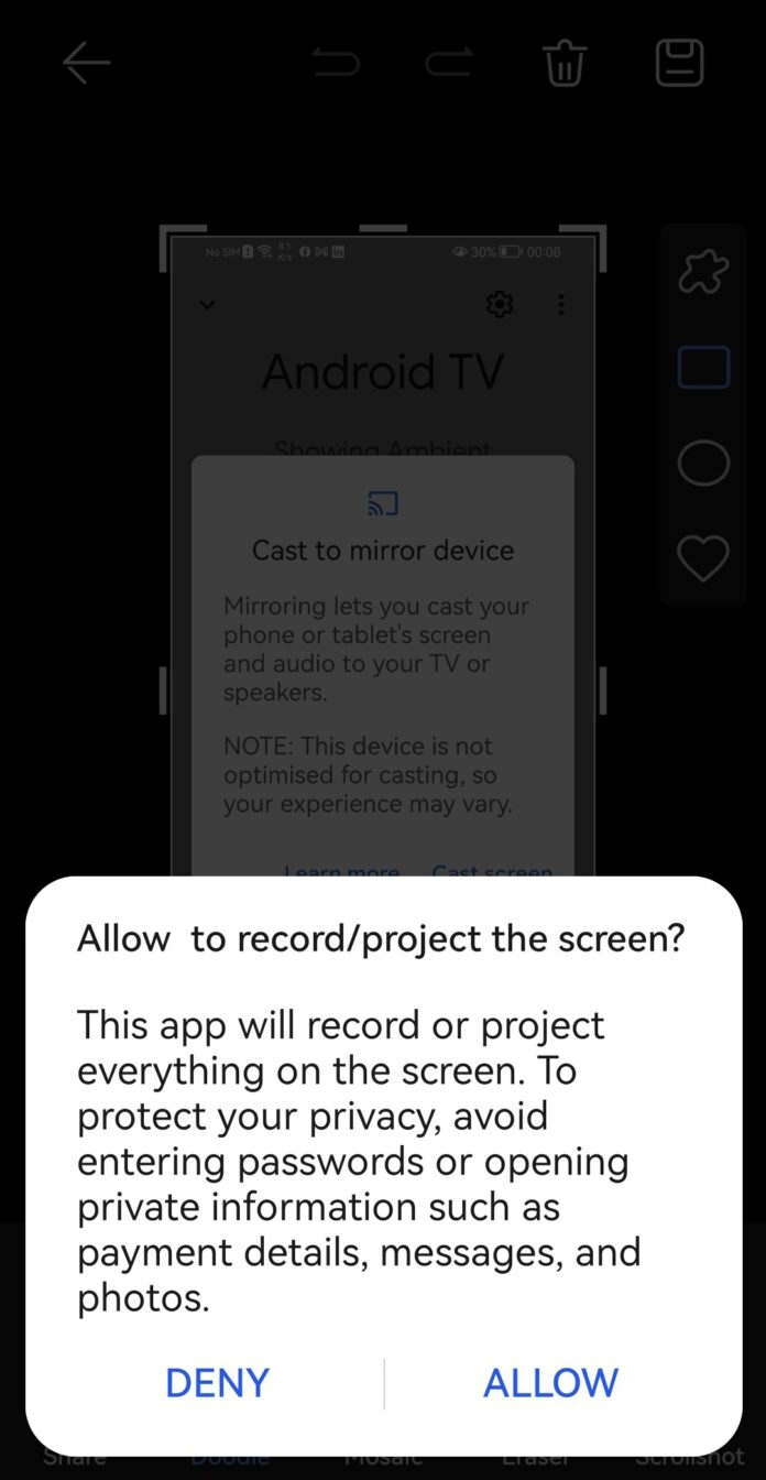 Autoriser et enregistrer l'écran sur android tv