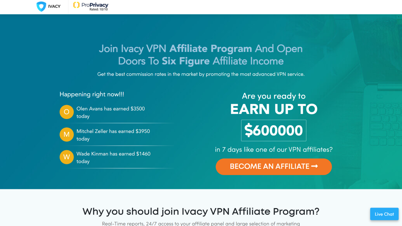 vacy VPN Affiliate Program home page