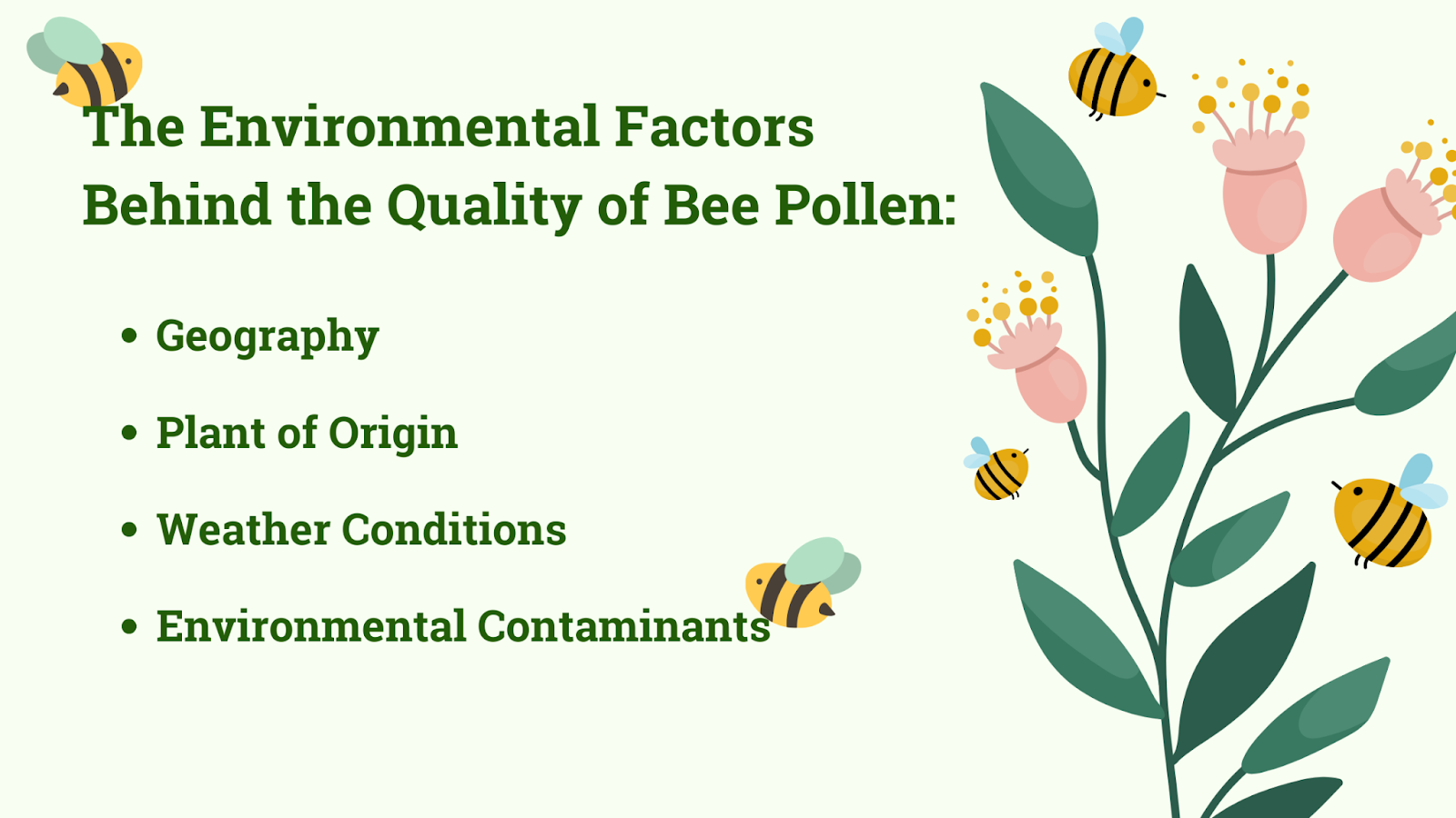 Environmental factors behind the quality of bee pollen