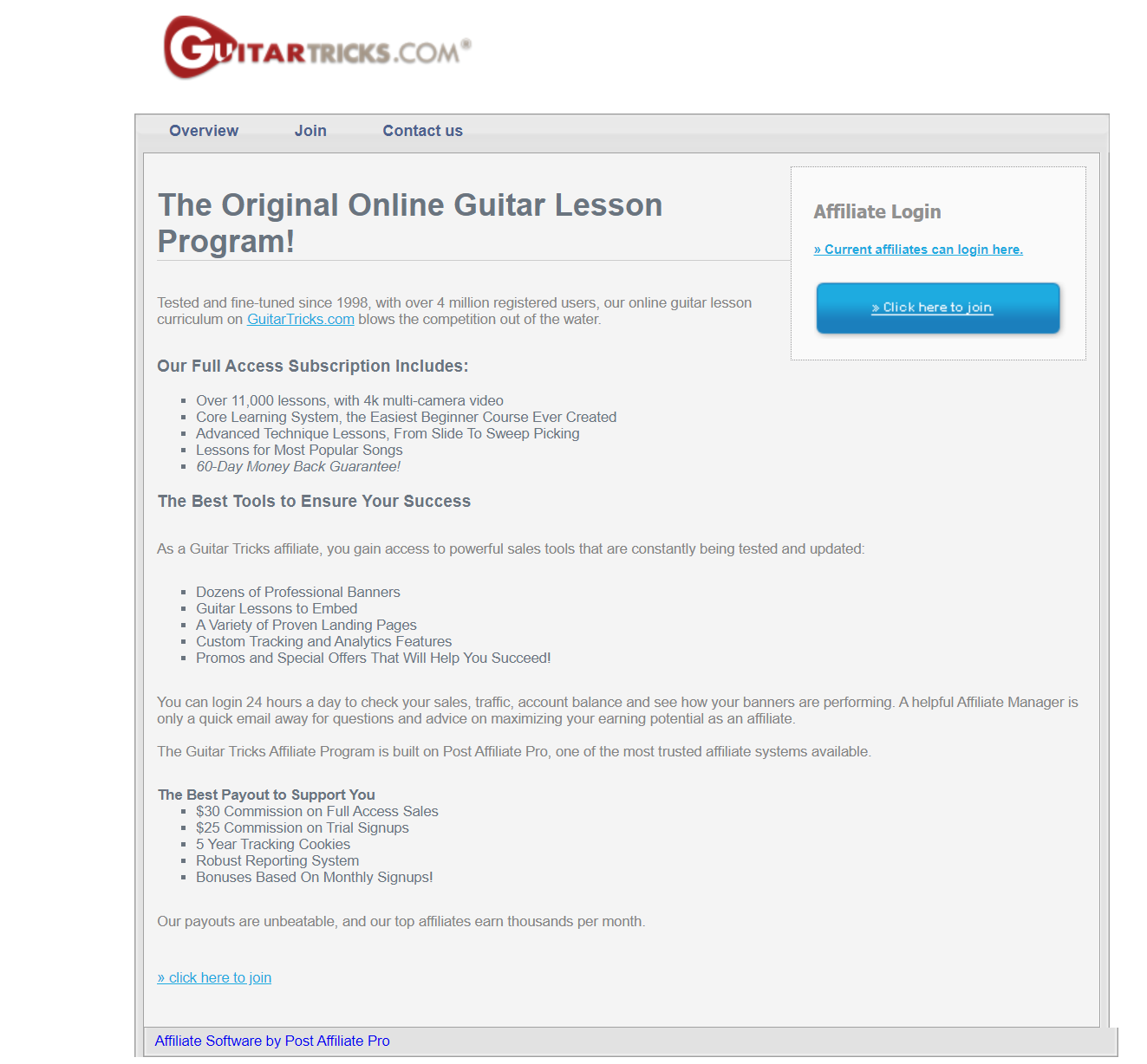 Guitar Tricks affiliate program