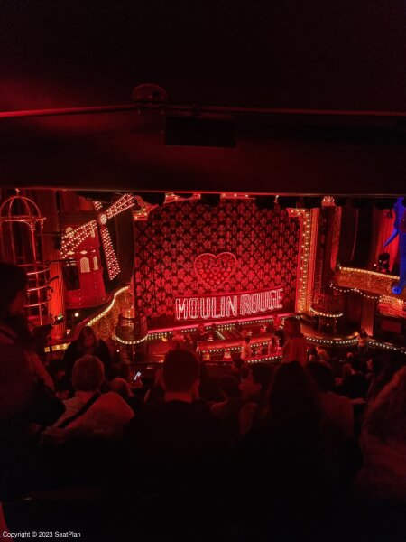 View from seat at Moulin Rouge at the Piccadilly Theatre in London from seat Royal Circle H30