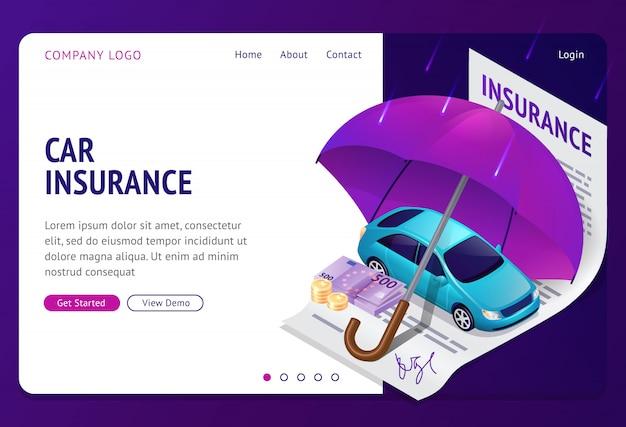 Free vector car insurance isometric landing page