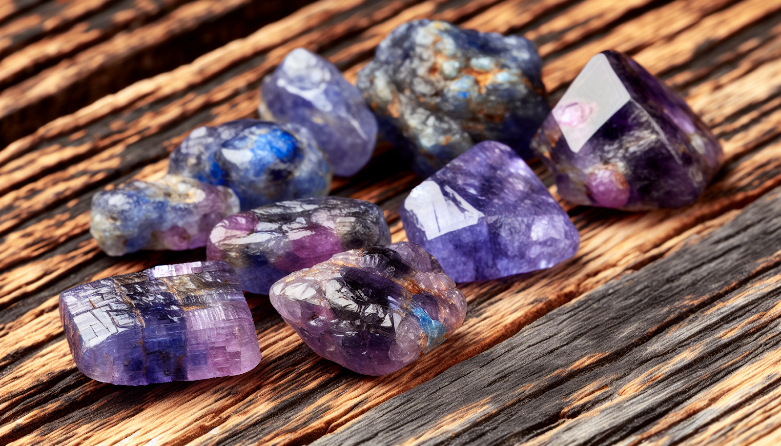 Tanzanite gemstones in a rough form