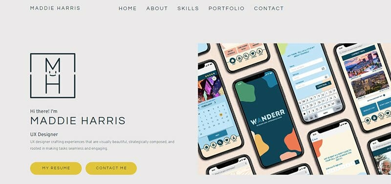 resume website examples; Maddie Harris