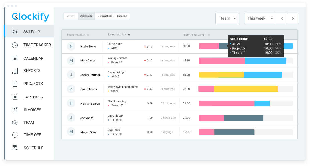 Team Management Feature for Clockify