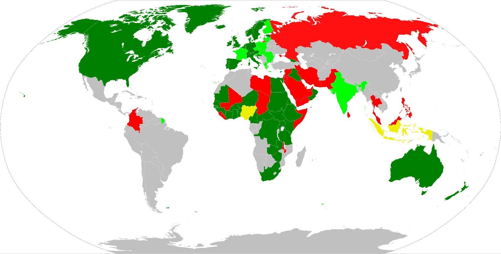 mutilazioni genitali femminili - mappa mondiale delle zone in cui è reato o meno
