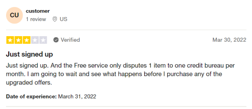 A three-star Dovly review from a person who recently began using the free version of Dovly. 
