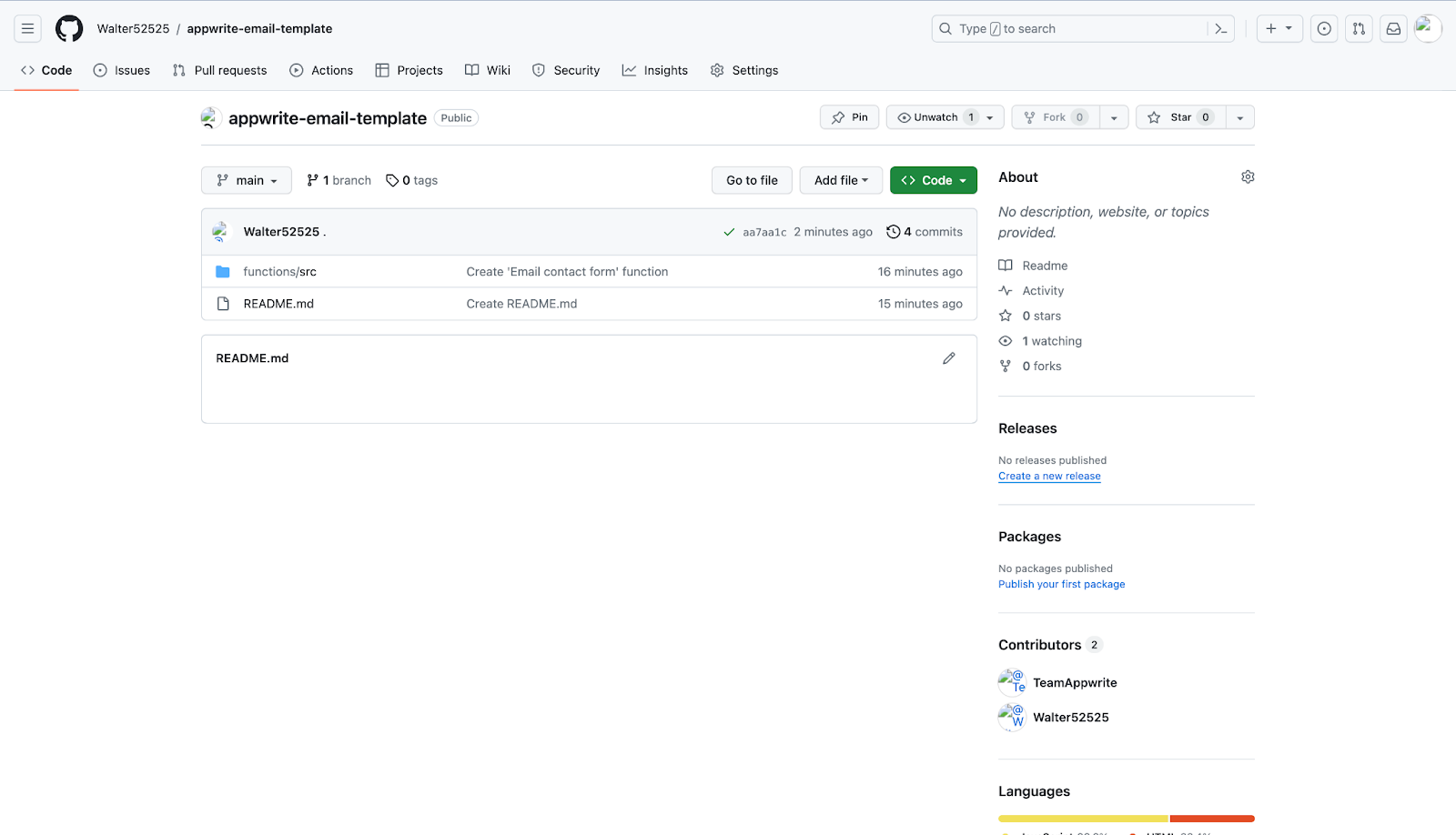 A screenshot showing the content of the function on your GitHub repository