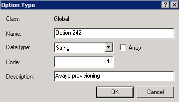 Set predefined options for DHCP option 242