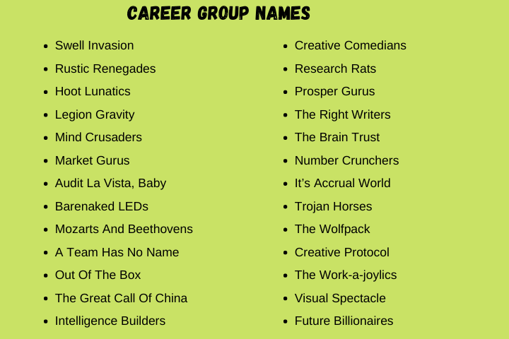 Career Group Names