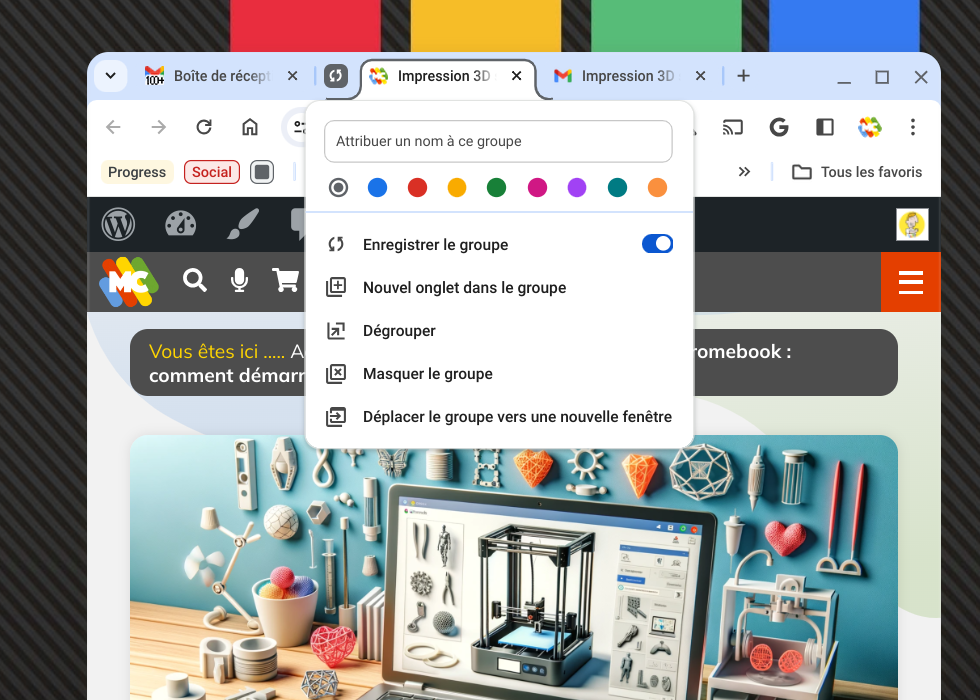 Créer et sauvegarde de groupes d'onglets sur Chrome