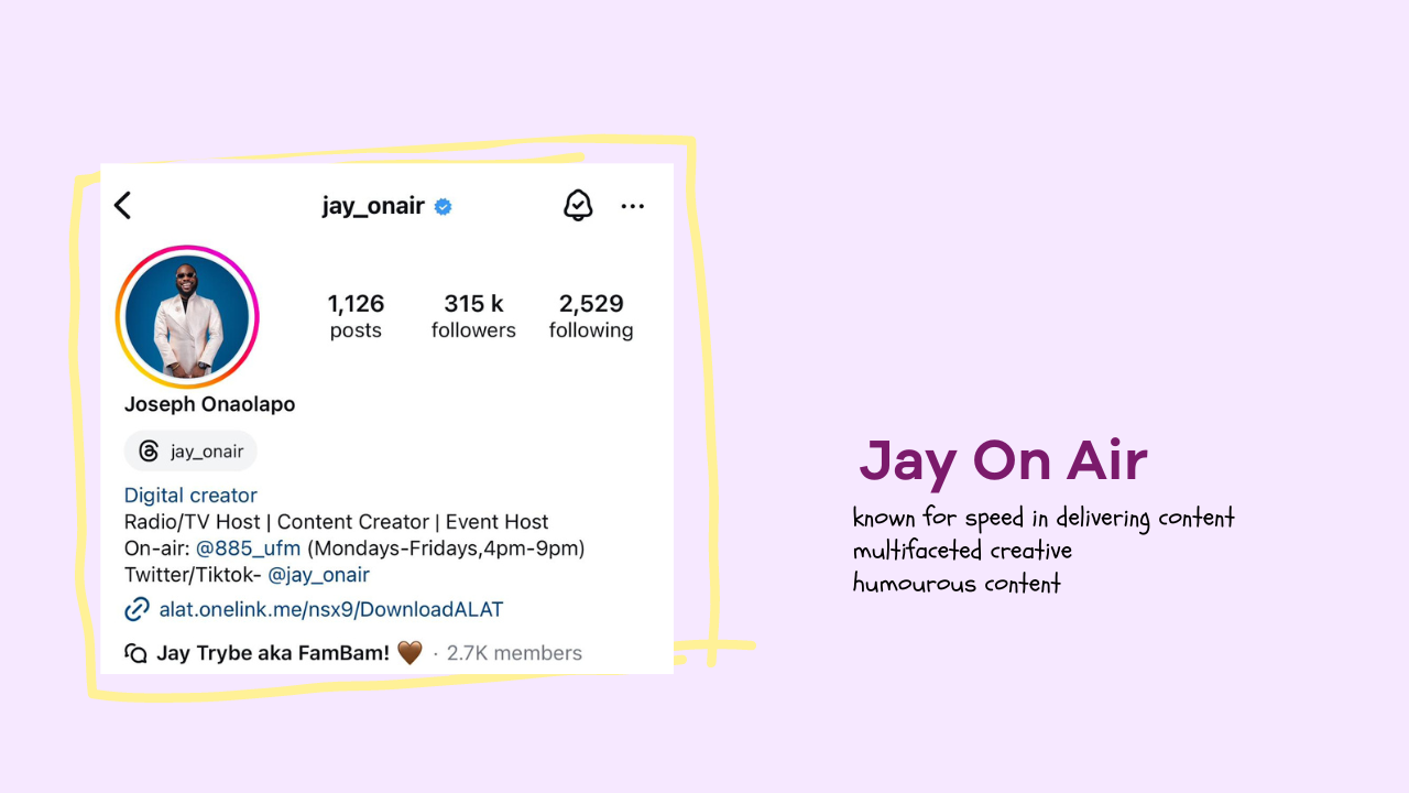 Example of Personal Brand: JayOnAir 
