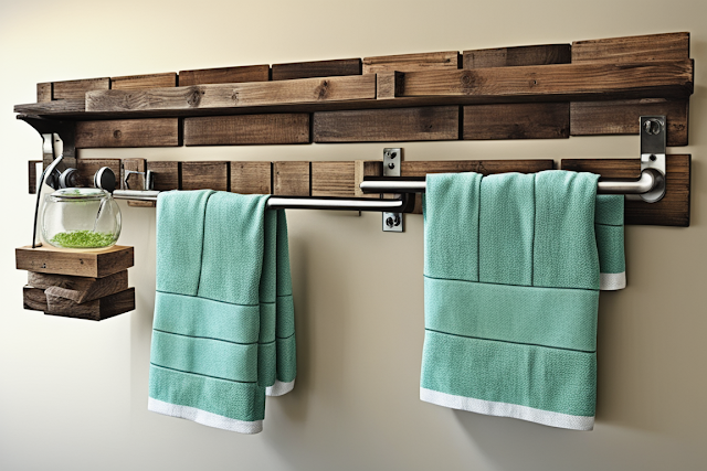 Rustic Pallet Towel Rack