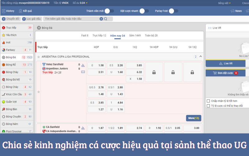 Chia sẻ kinh nghiệm cá cược hiệu quả tại sảnh thể thao UG