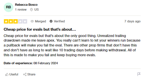 Apex Trader Funding complaint