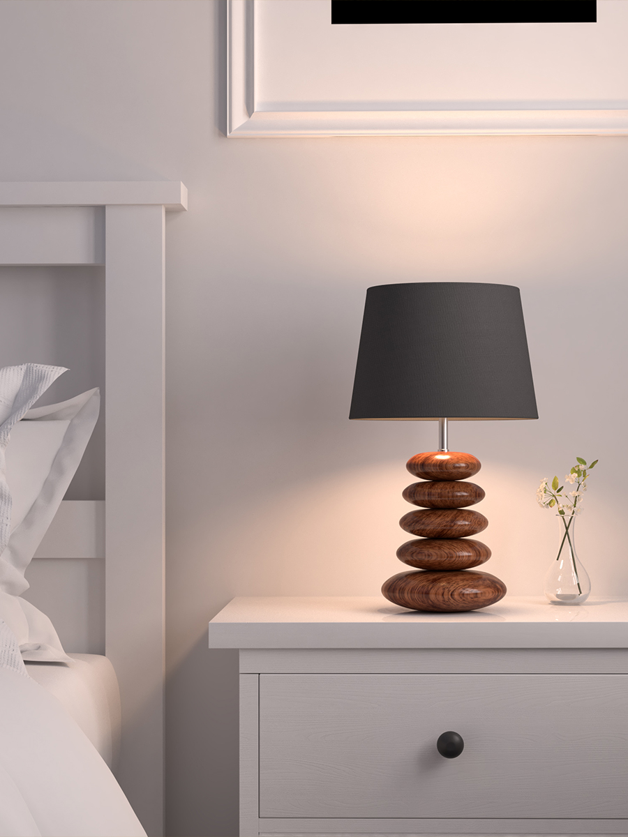 Wooden Pebble Table Lamp
