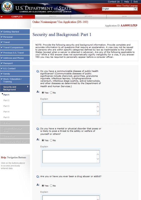 Answer Security and Background Questions
