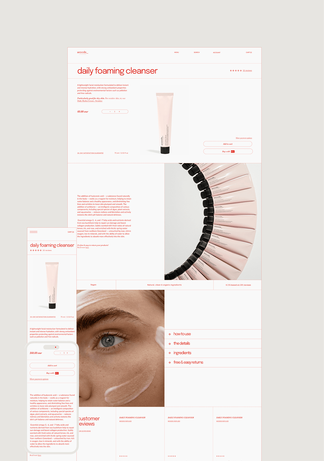 web design beauty brand identity copenhagen cosmetics danish natural organic skincare UI ux